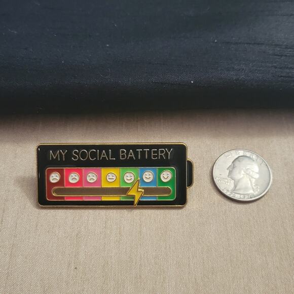 social battery movable meter lapel collar pin - Picture 3 of 4